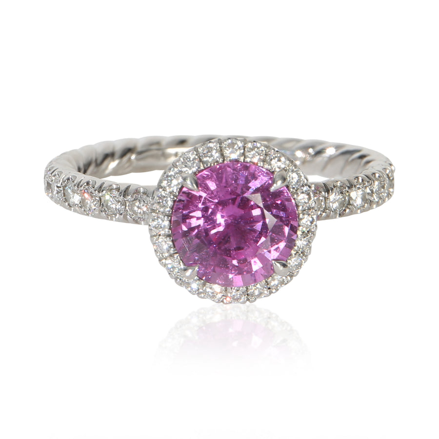 David Yurman 1.64 Ct Round Sapphire And Diamond Eden Halo Engagement Ring 950