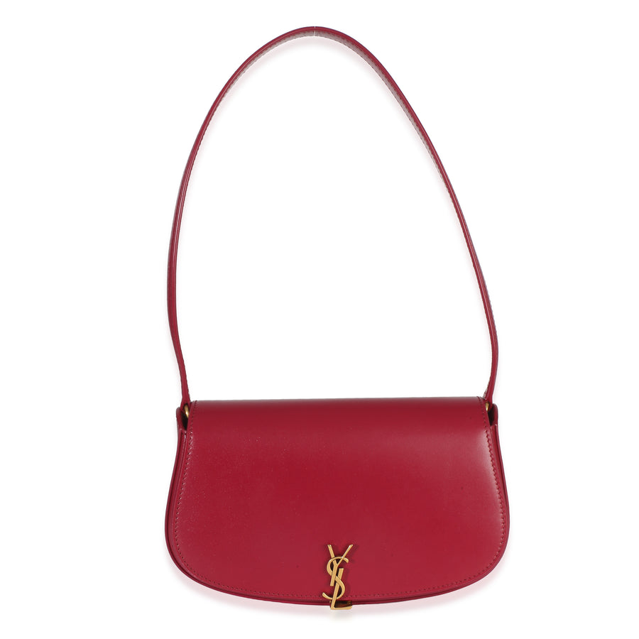 Saint Laurent Cherry Jam Box Calfskin Mini Voltaire Shoulder Bag Red Leather Handbag