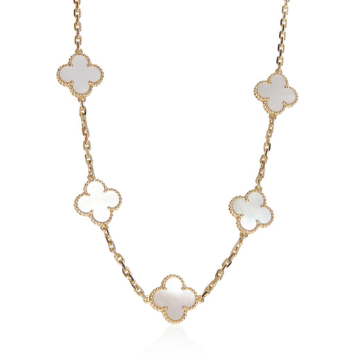 Van Cleef & Arpels Yellow Gold Mother Of Pearl Vintage Alhambra Necklace 18k