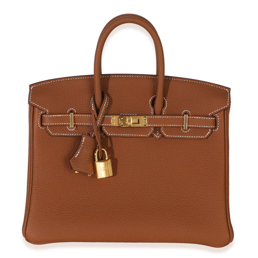 Hermès Gold Togo Birkin 25 Ghw Brown Leather Handbag