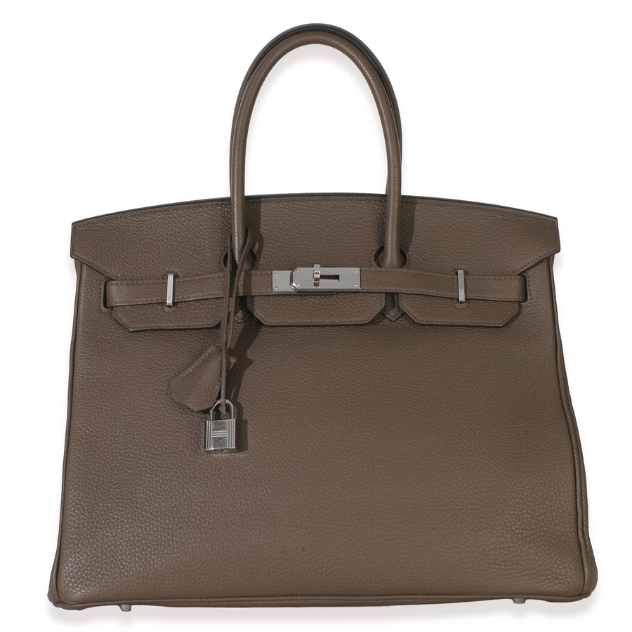 Hermès Ecorce Togo Birkin 35 Phw Gray Leather Handbag
