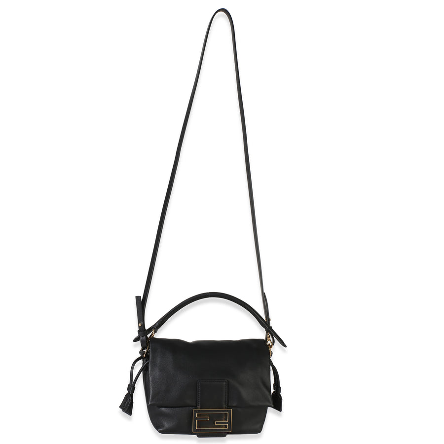 Fendi Black Nappa Small Mamma Baguette Leather Handbag