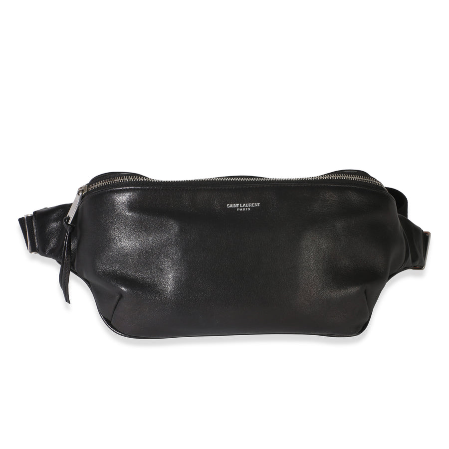 Saint Laurent Black Smooth Calfskin Marsupio Belt Bag Leather Handbag