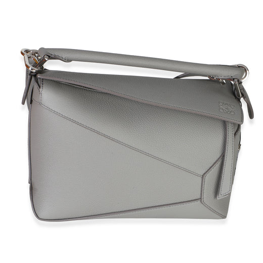 Loewe Light Grey Grained Calfskin Small Puzzle Edge Bag Gray Leather Handbag