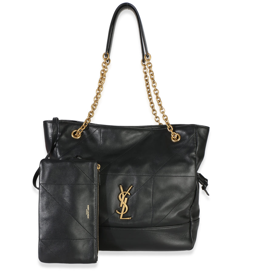 Saint Laurent Black Quilted Lambskin Jamie Small Shopping Tote Leather Handbag