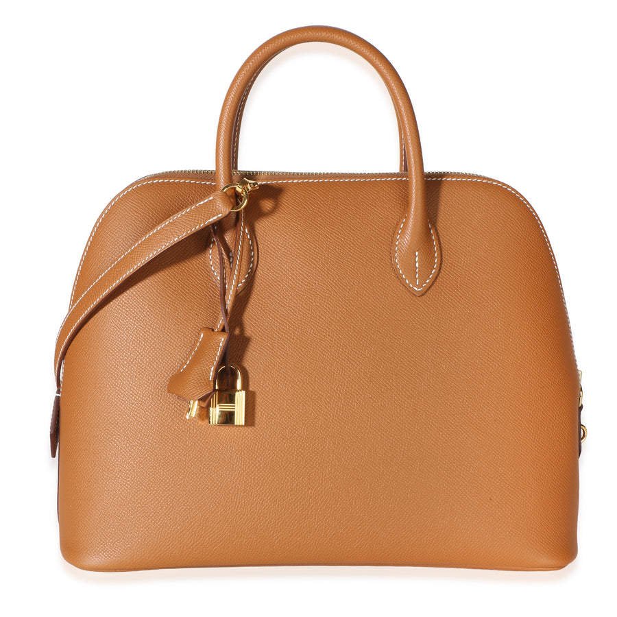 Hermès Gold Epsom Bolide 30 Ghw Brown Leather Handbag