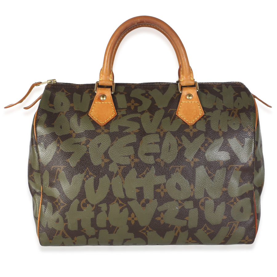 Louis Vuitton X Stephen Sprouse Khaki Graffiti Speedy 30 Brown; Green Canvas Bag