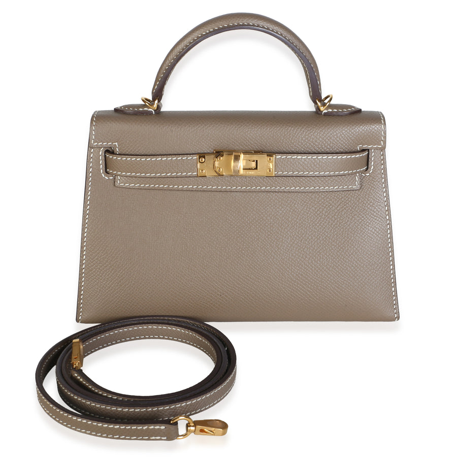 Hermès Etoupe Epsom Sellier Mini Kelly Ii 20 Ghw Gray Leather Bag
