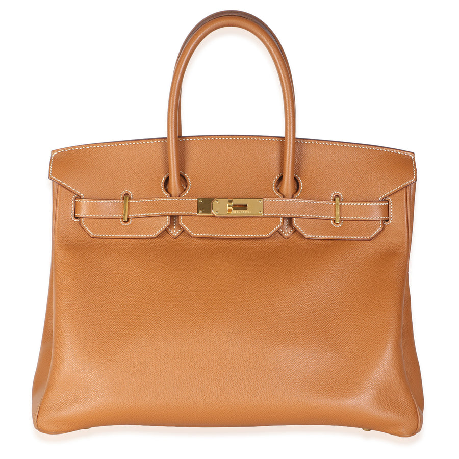 Hermès Gold Courchevel Birkin 35 Ghw Brown; Tan Leather Bag