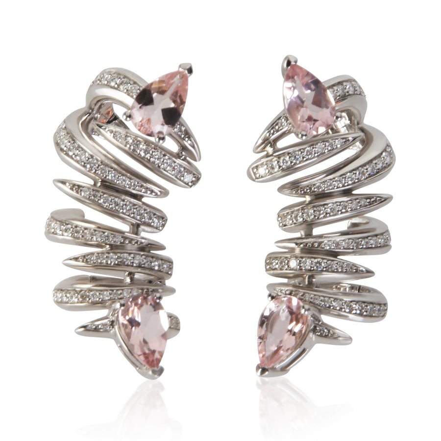 White Gold Morganite And Diamond Amazonia Cocar Blush Ear Climber Earrings 18k
