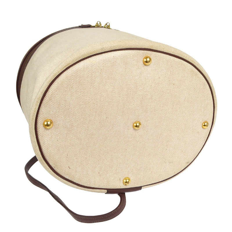 Hermes Acapulco Vanity Toile With Leather Beige Canvas Bag