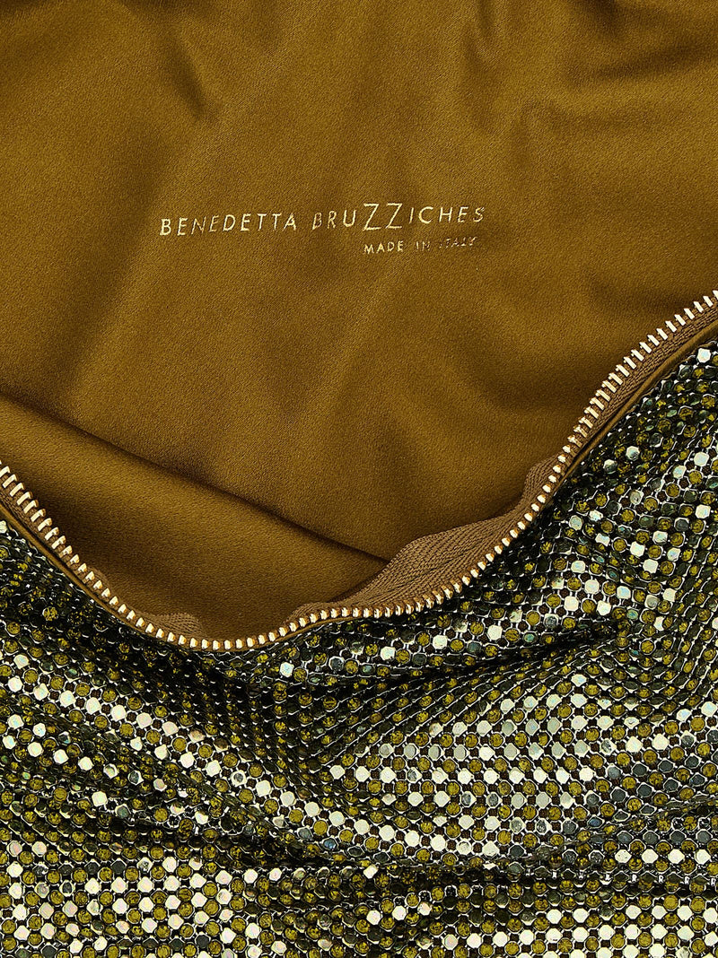Benedetta Bruzziches Ursula Shoulder Bag — Gold Rhinestone Mesh