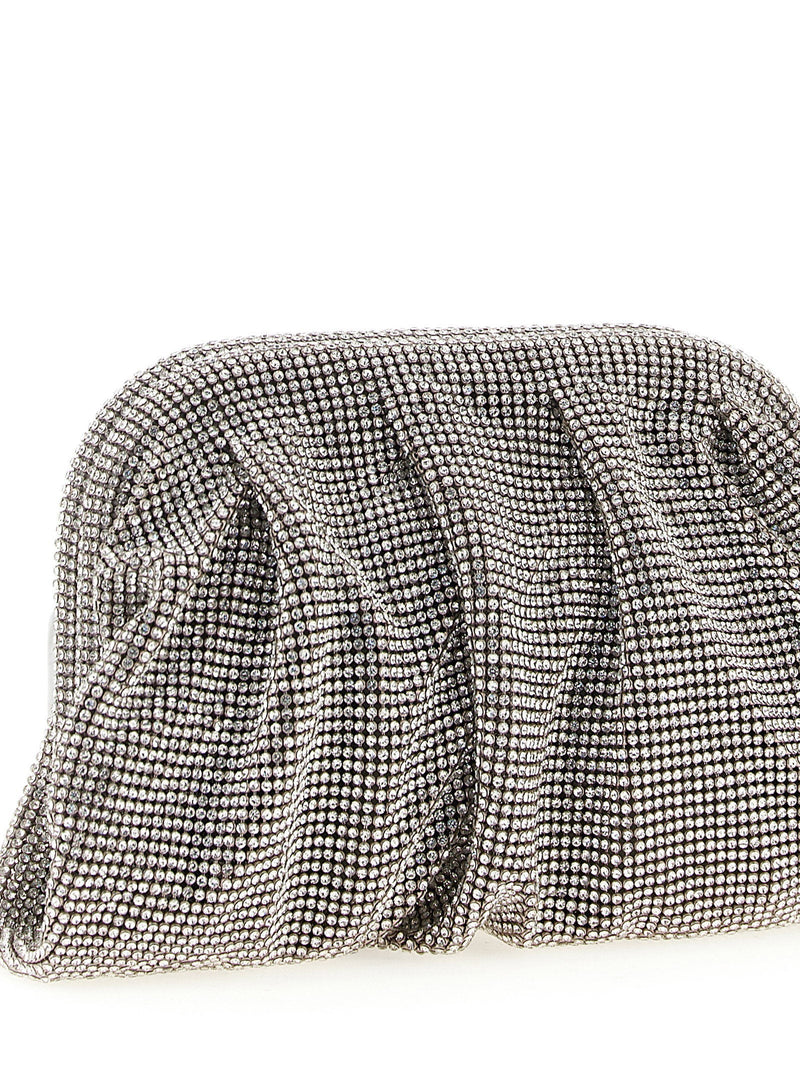 Benedetta Bruzziches Crystal-Embellished Aluminum Mesh Clutch — Silver