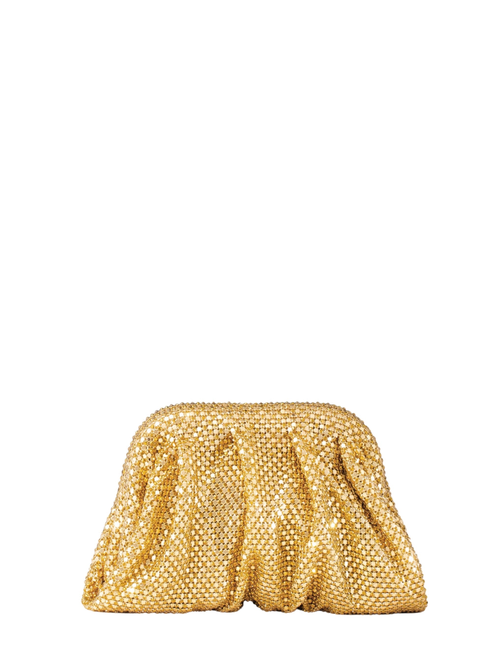 Benedetta Bruzziches Crystal-Embellished Mesh Clutch — Gold