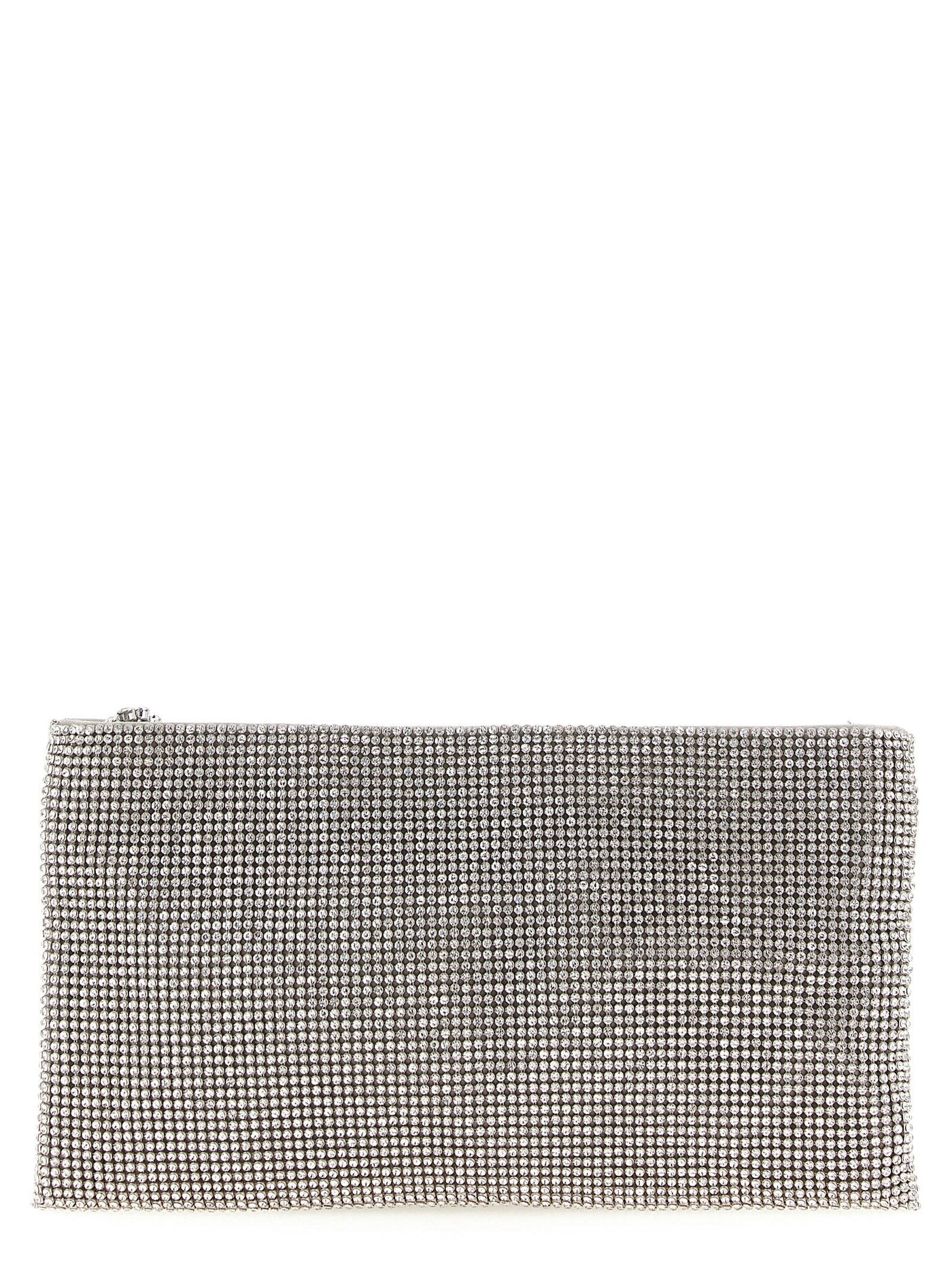 Benedetta Bruzziches Crystal-Embellished Mesh Clutch — Silver