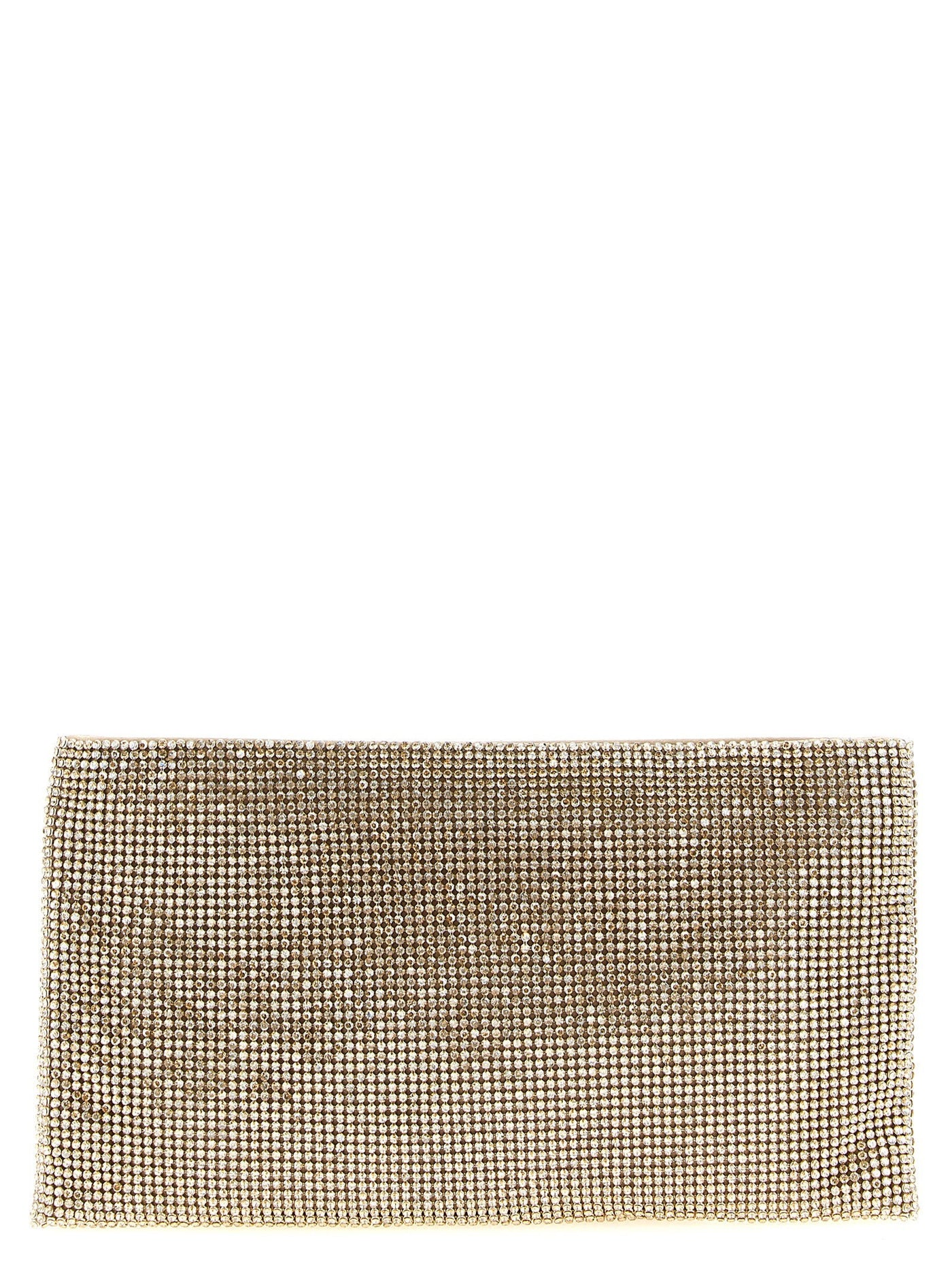 Benedetta Bruzziches Crystal-Studded Mesh Clutch — Gold