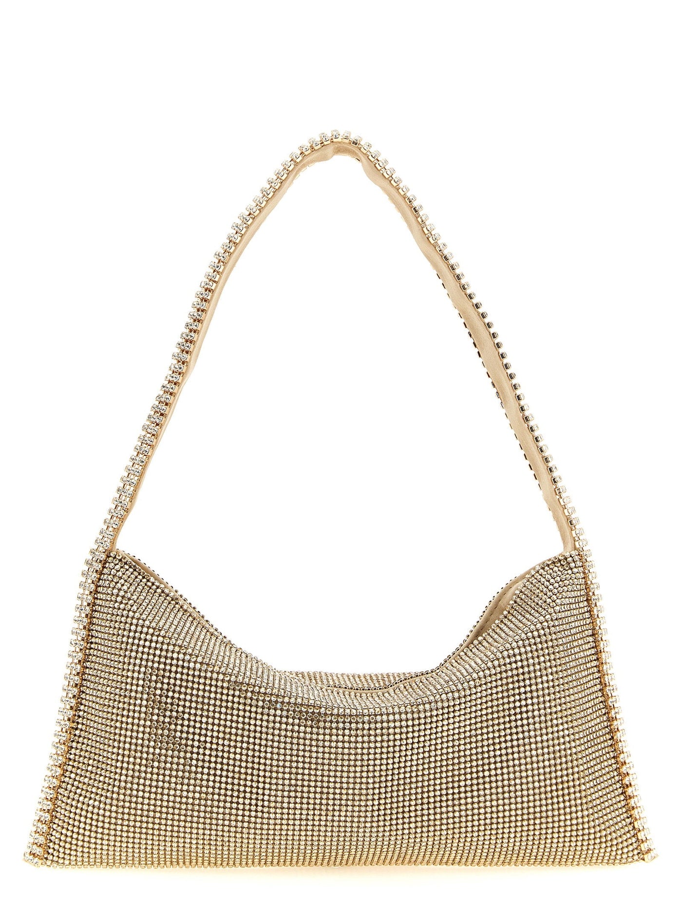 Benedetta Bruzziches Rhinestone Mesh Shoulder Bag — Gold