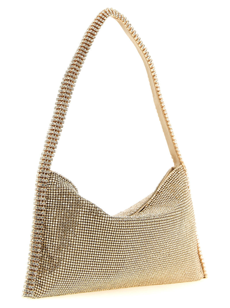 Benedetta Bruzziches Rhinestone Mesh Shoulder Bag — Gold