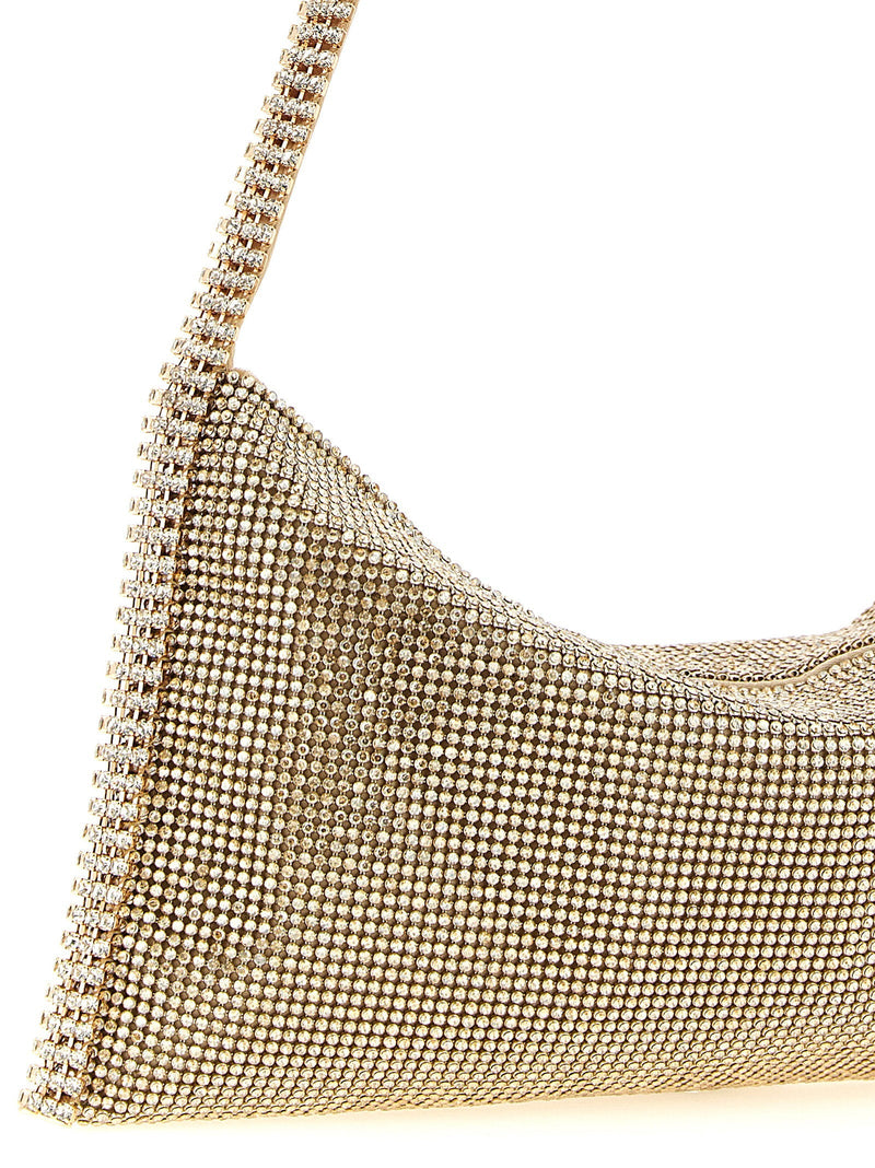 Benedetta Bruzziches Rhinestone Mesh Shoulder Bag — Gold