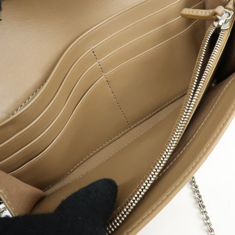 Fendi Continental Wallet On Chain Studded Leather Beige Bag
