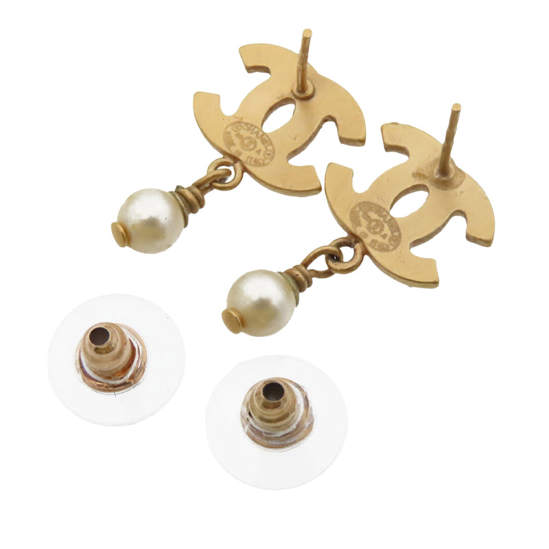 CC Gold Plated Faux Pearl Swing Push Back Earrings - Image 2