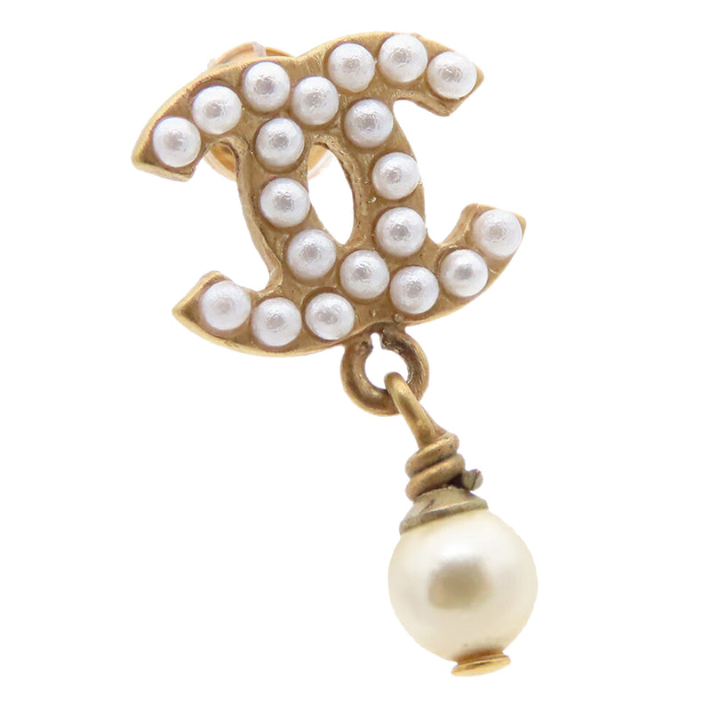 CC Gold Plated Faux Pearl Swing Push Back Earrings - Image 3