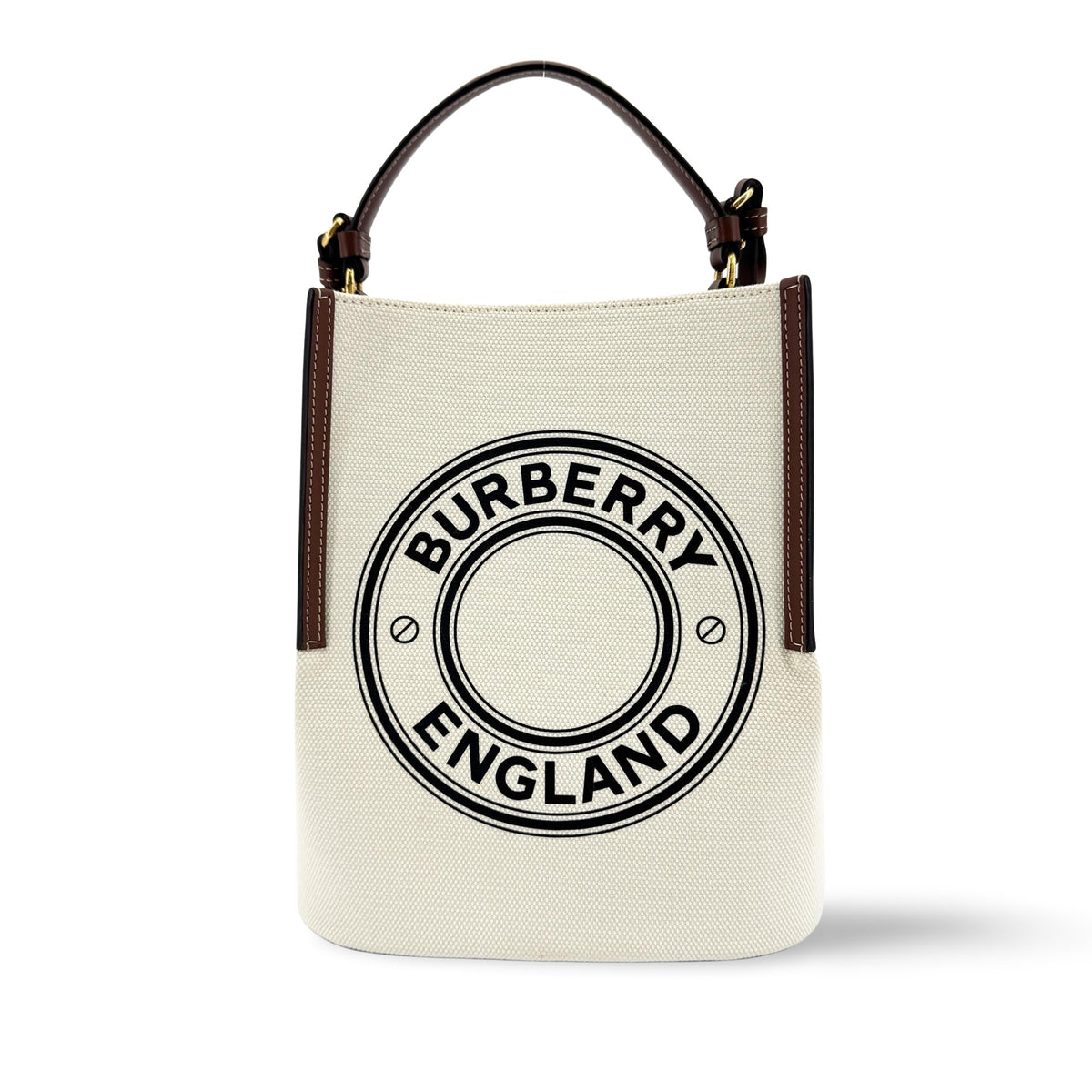 Burberry Peggy Logo Bucket Canvas Beige Bag