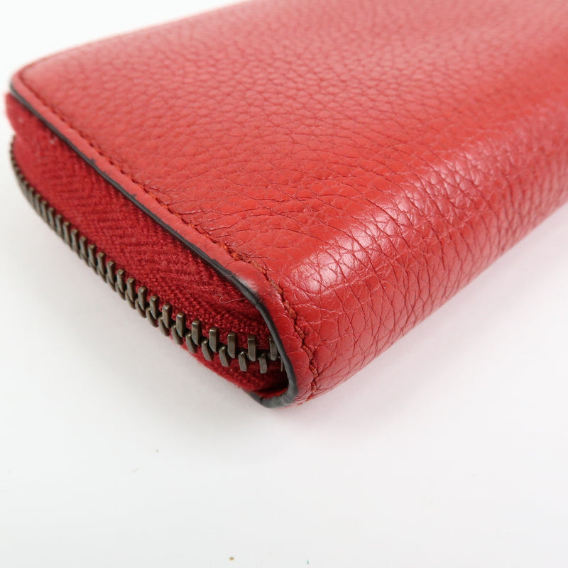 Gucci Logo Zip Card Case Printed Leather Red Accessory