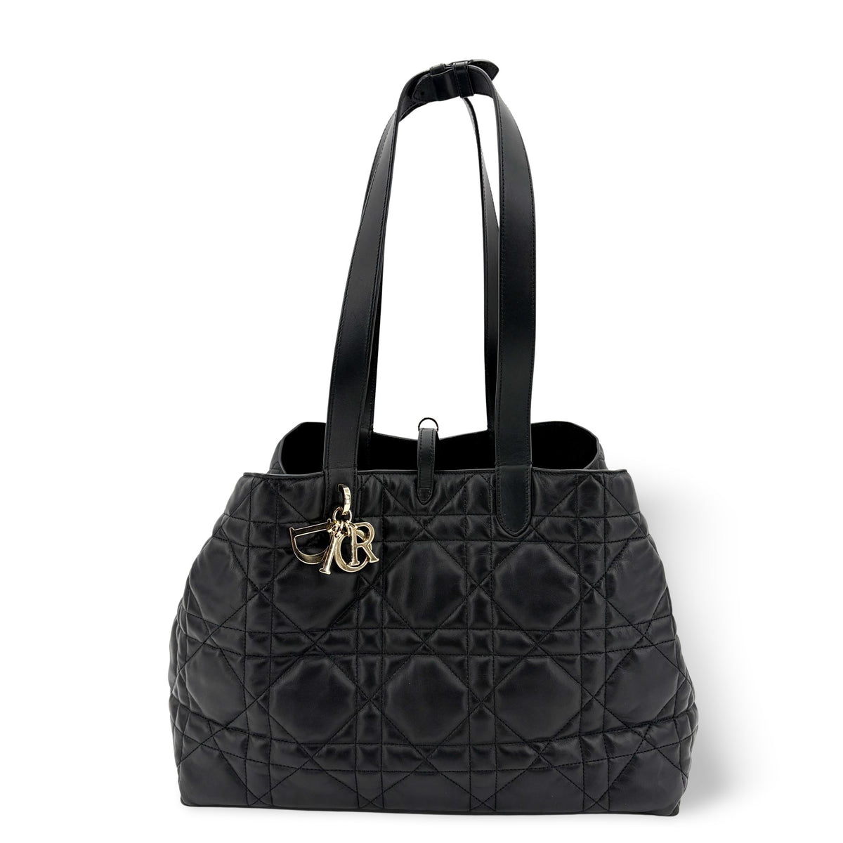Christian Dior Toujours Macrocannage Quilt Calfskin Black Leather Bag