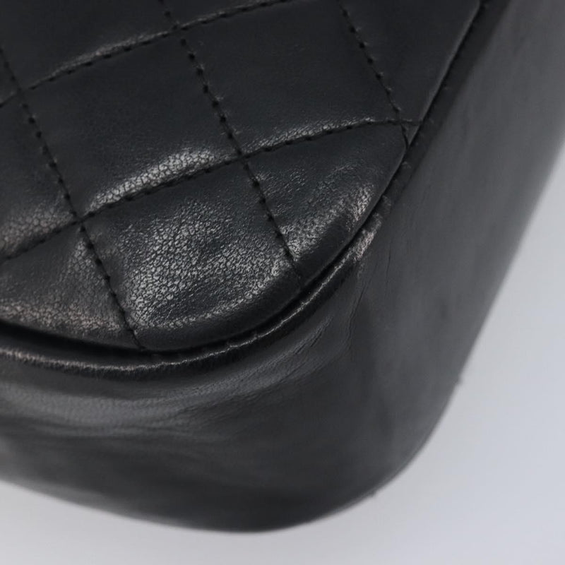 Chanel Vintage Front Pocket Camera Chevron Lambskin Black Leather Bag