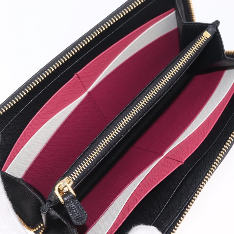 Prada Zip Around Tab Saffiano Leather Black Accessory