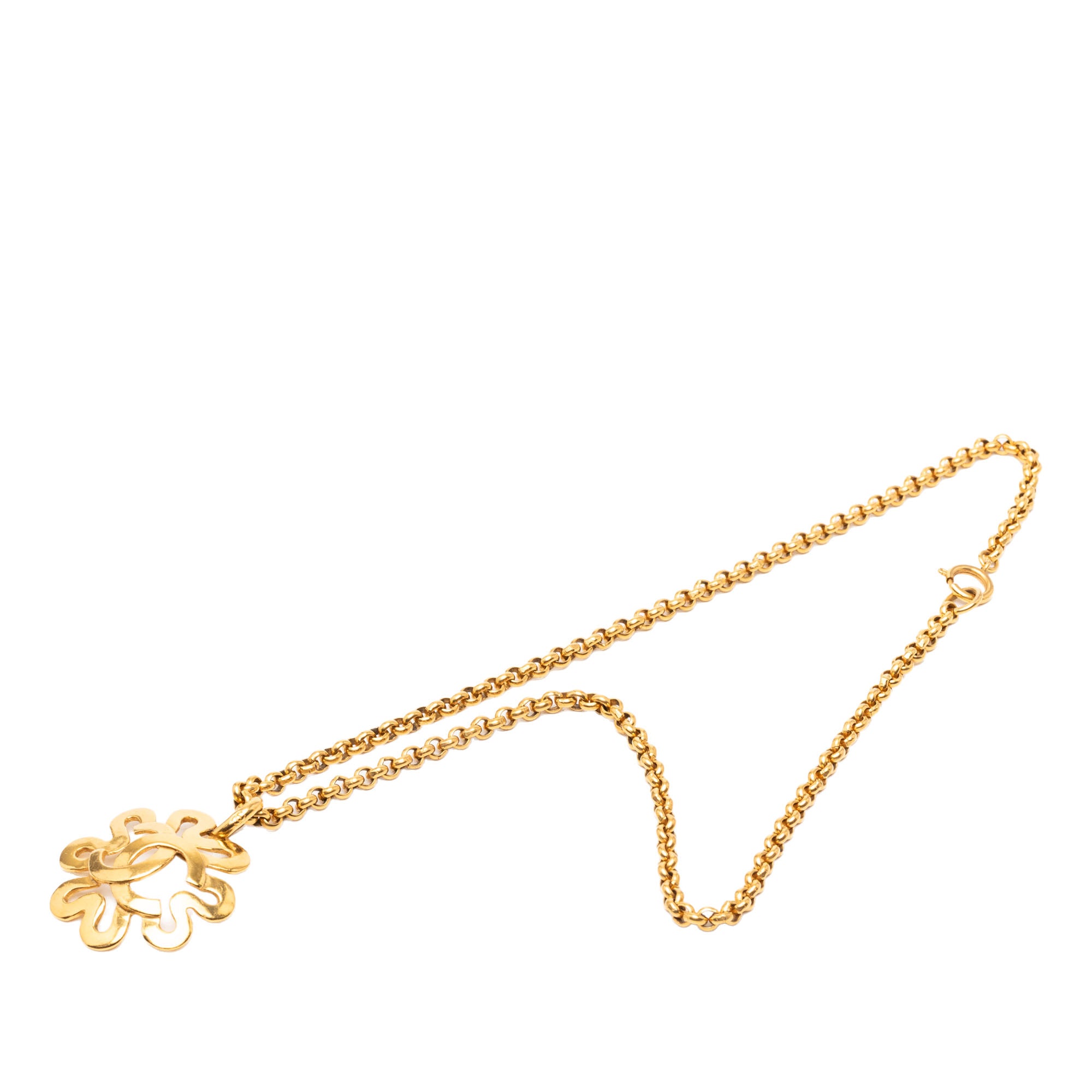 Gold Plated CC Clover Chain Pendant Necklace - Image 1