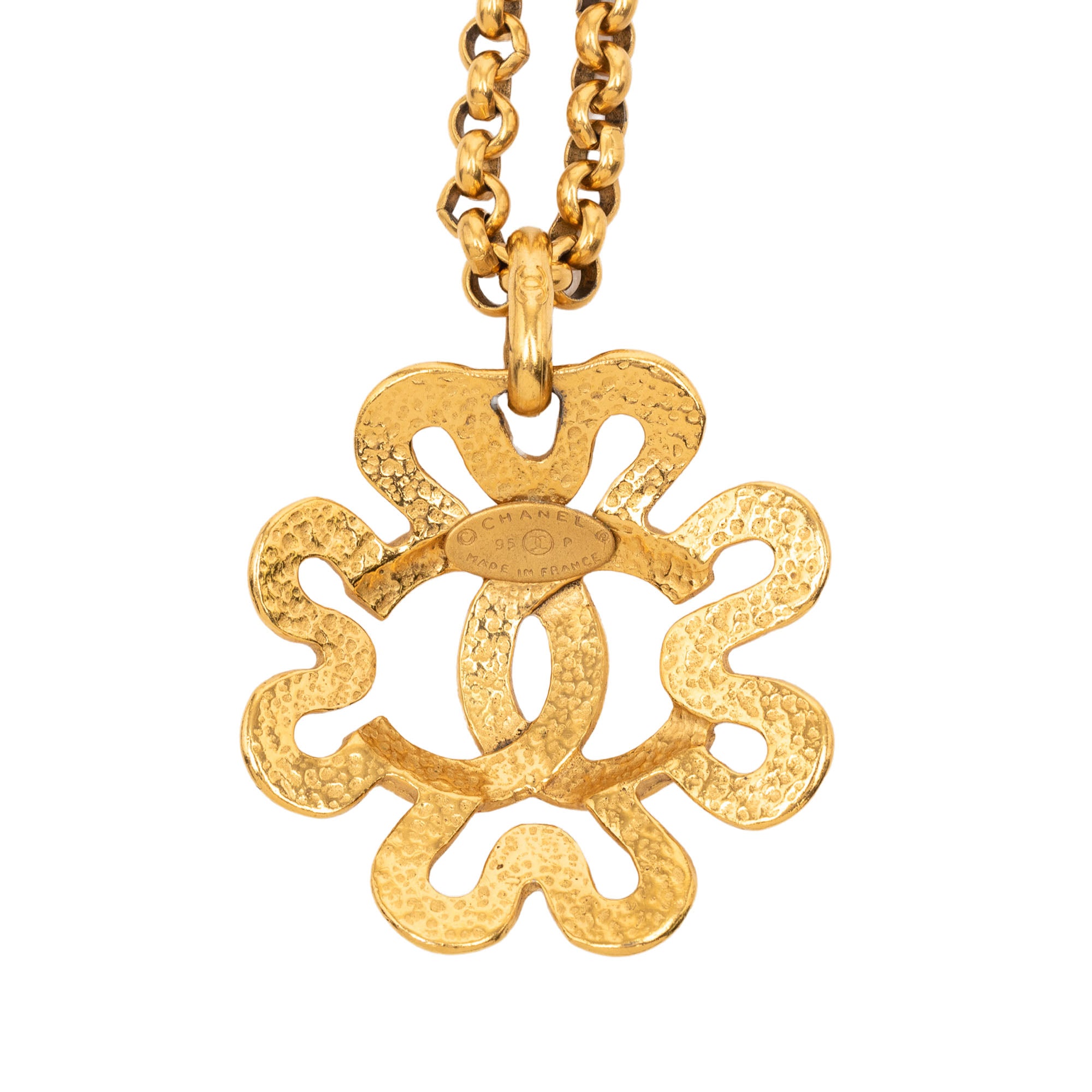 Gold Plated CC Clover Chain Pendant Necklace - Image 3