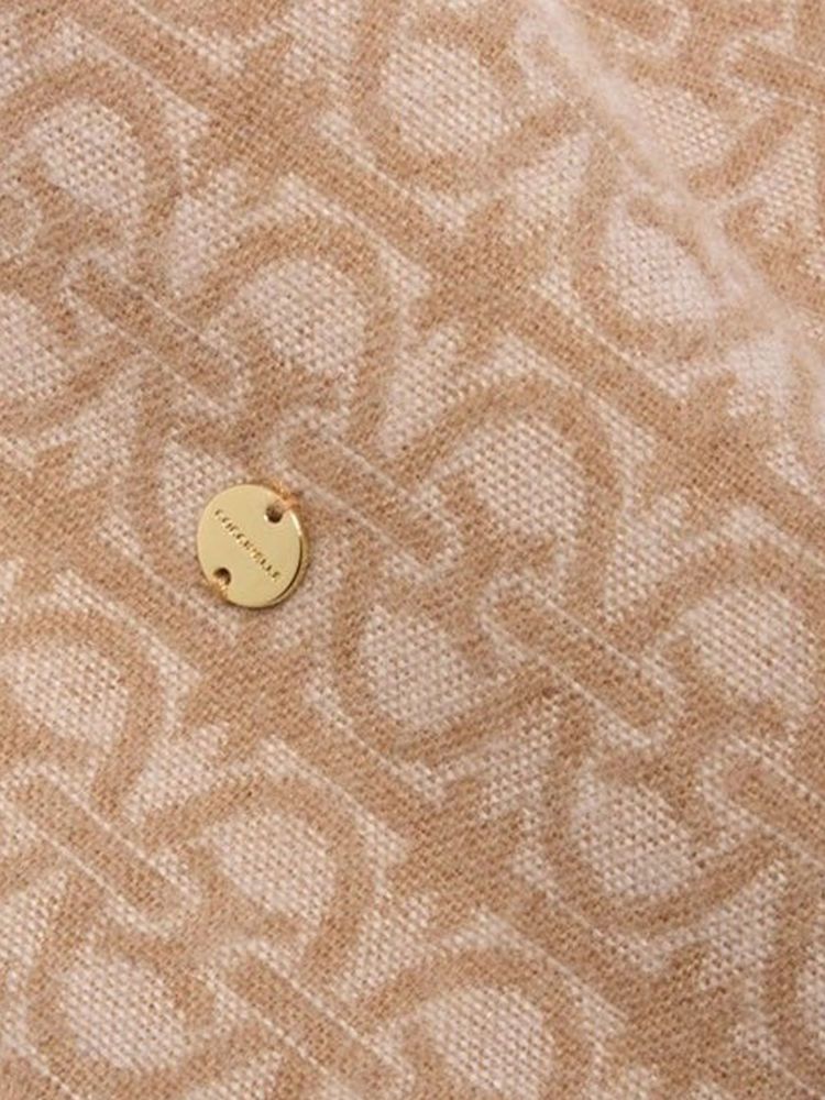 Coccinelle Monogram Virgin Wool Scarf — Beige Scarfs