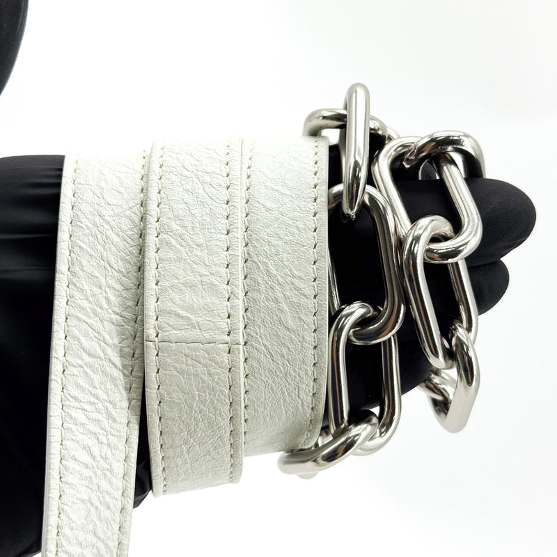 Balenciaga Graffiti Souvenir Belt Leather White Bag