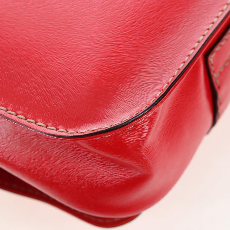 Fendi Secret Code F3 Convertible Satchel Textured Leather Red