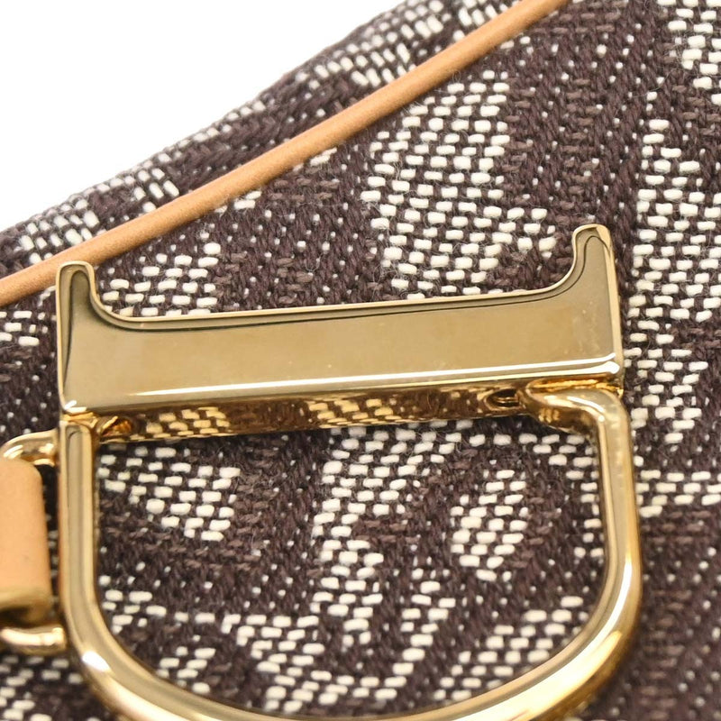 Christian Dior Vintage Saddle Zip Coin Purse Diorissimo Canvas Brown Bag