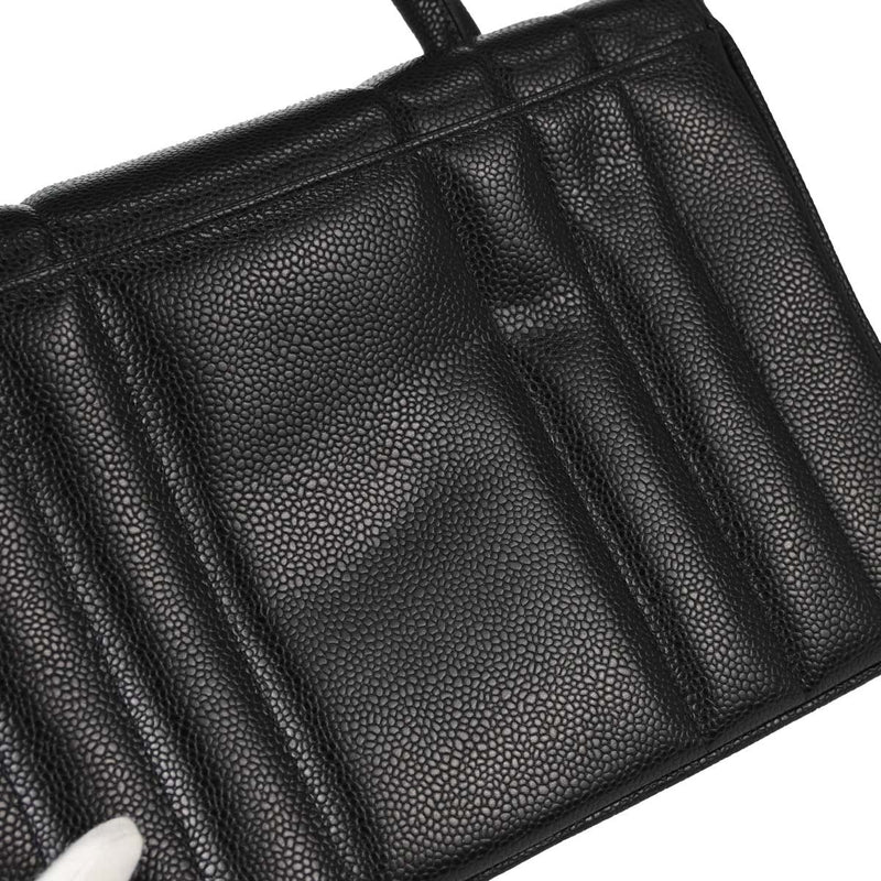 Chanel Vintage Top Handle Vertical Quilt Caviar Black Leather Bag