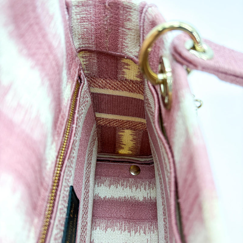 Christian Dior Lady D-Lite Embroidered Canvas Pink Bag