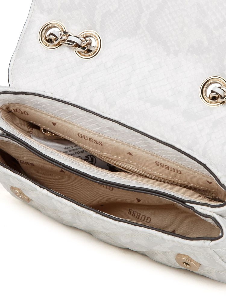 Guess Giully Ii Shoulder Bag — White Polyurethane
