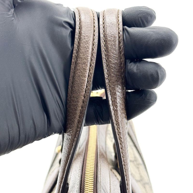 Gucci Ophidia Top Handle Gg Coated Canvas Brown Bag