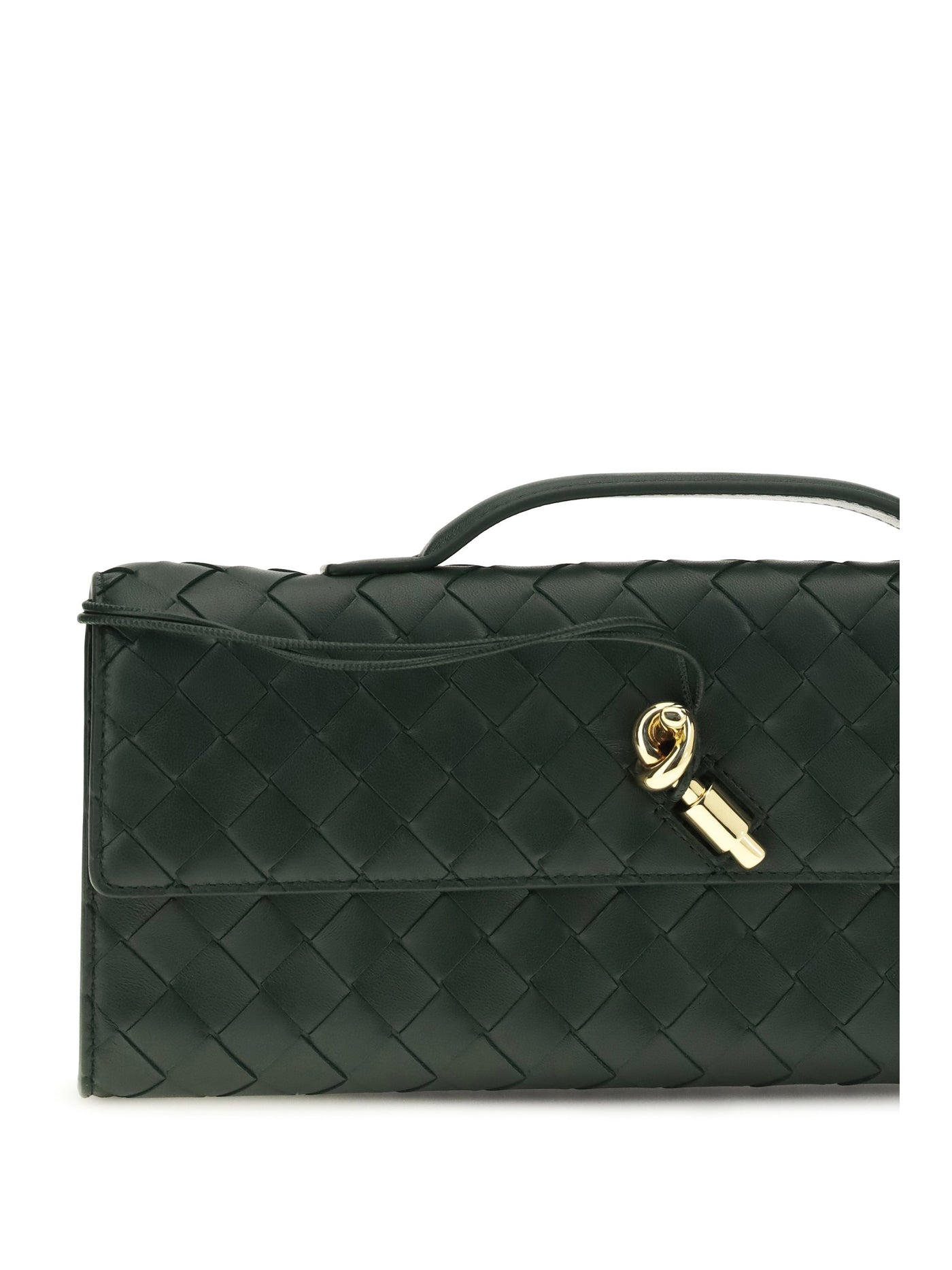 Bottega Veneta Andiamo Clutch — Green Lambskin Leather