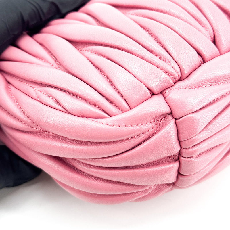 Miu Miu Wander Hobo Matelasse Satin Pink Leather