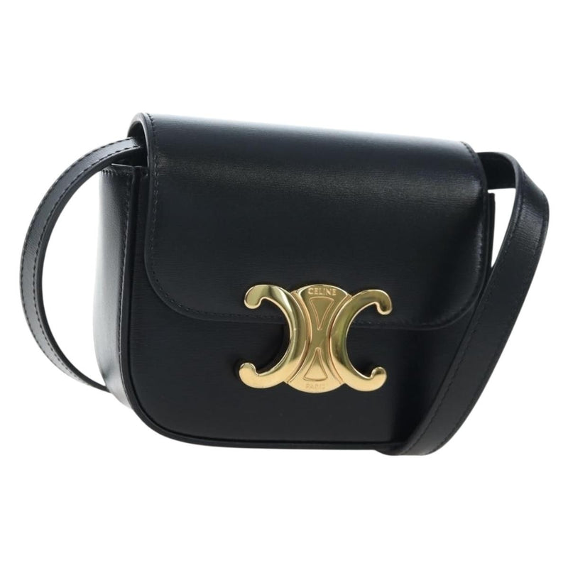Celine Triomphe Smooth Calfskin Black Leather Bag