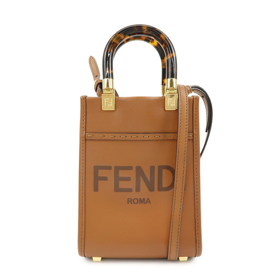Fendi Sunshine Shopper Leather Brown Bag