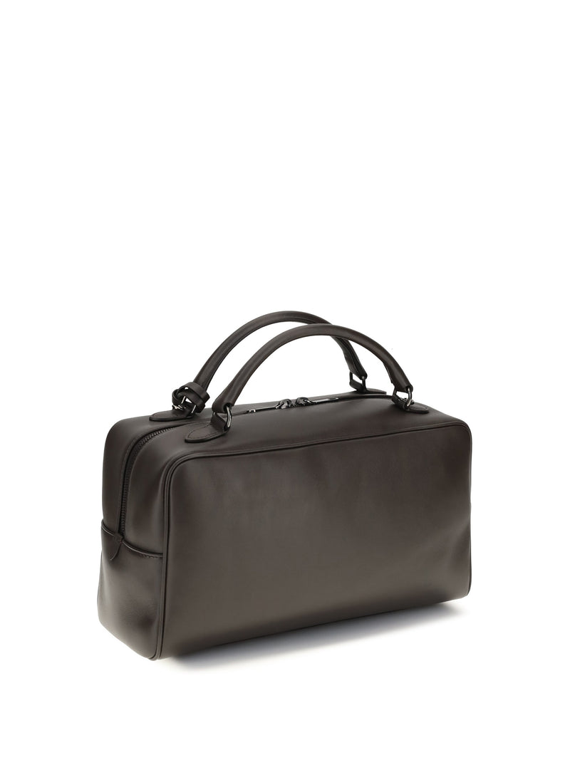 Brunello Cucinelli Boston Explorer Shoulder Bag — Brown Calf Leather Bos Taurus