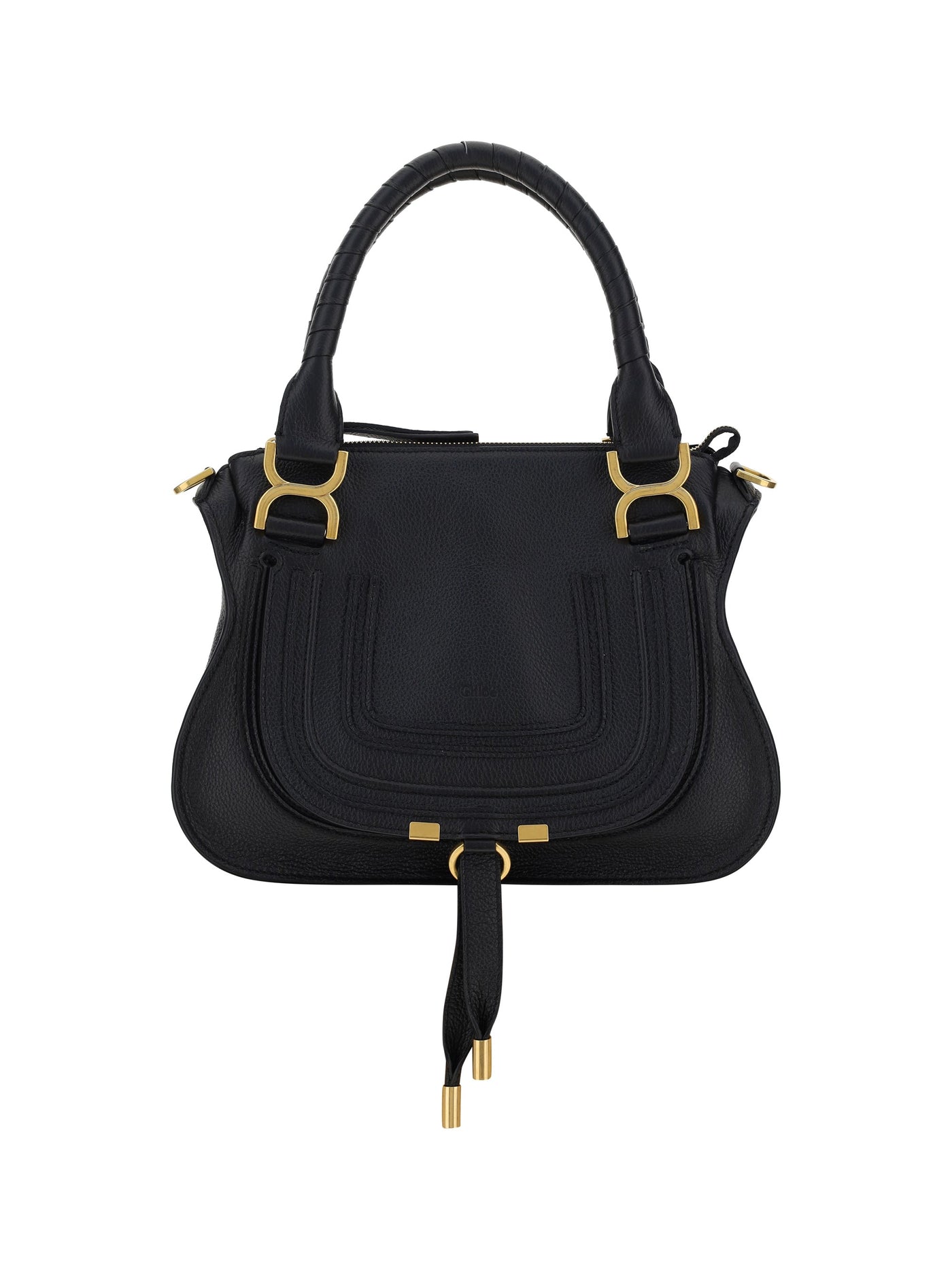 Chloé Marcie Shoulder Bag — Black Calf Leather Bos Taurus