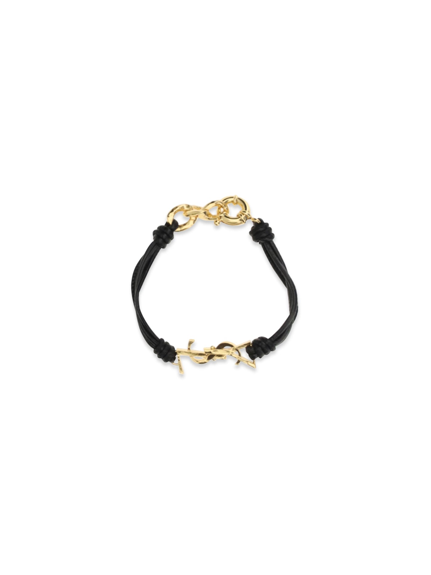 Saint Laurent Cassandre Bracelet — Black Calf Leather Bracelets