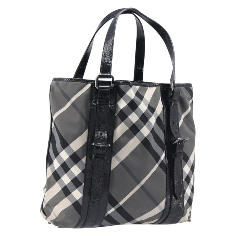 Burberry Nova Check Tote Canvas Pattern Black Nylon