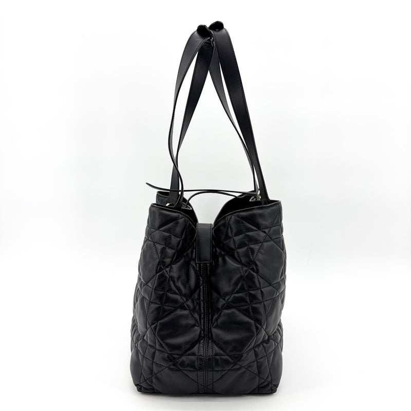 Christian Dior Toujours Macrocannage Quilt Calfskin Black Leather Bag